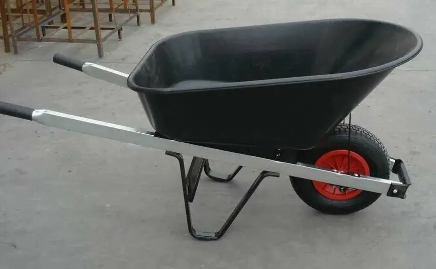 A sturdy contractor-grade wheelbarrow